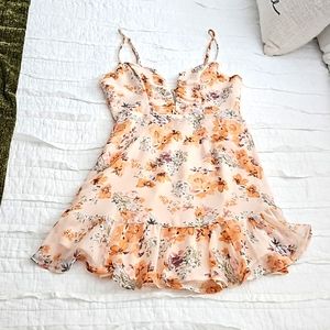 Saints and Secrets Mini Floral Ruffle bottom dress